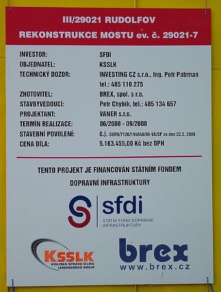1 Informace.jpg - Oprava mostu přes Černou Nisu u Propagu. Škoda, že nebyl most rozšířen o chodník.